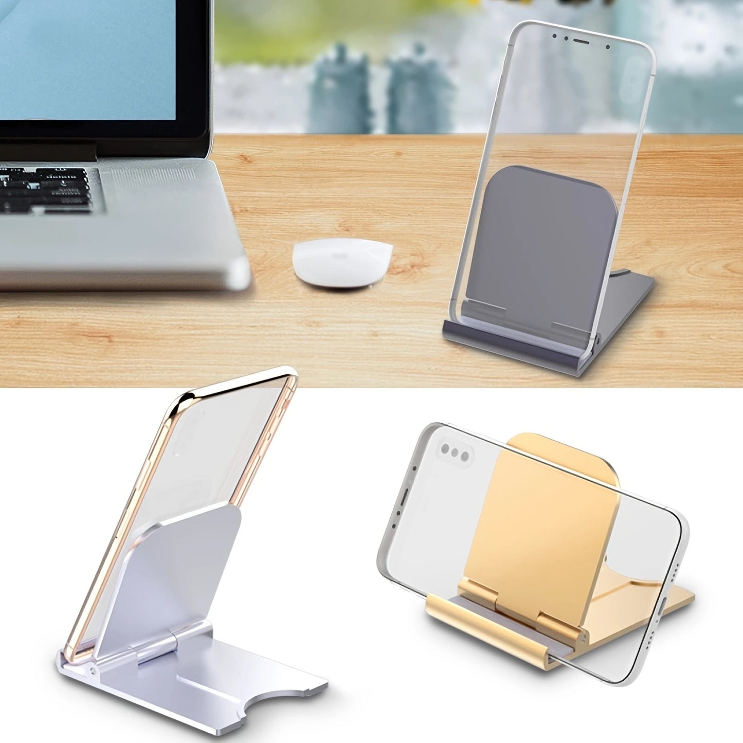 1pc Foldable Phone Holder; Height Adjustable Tablet Phone Stand Bracket For Office Car Mount