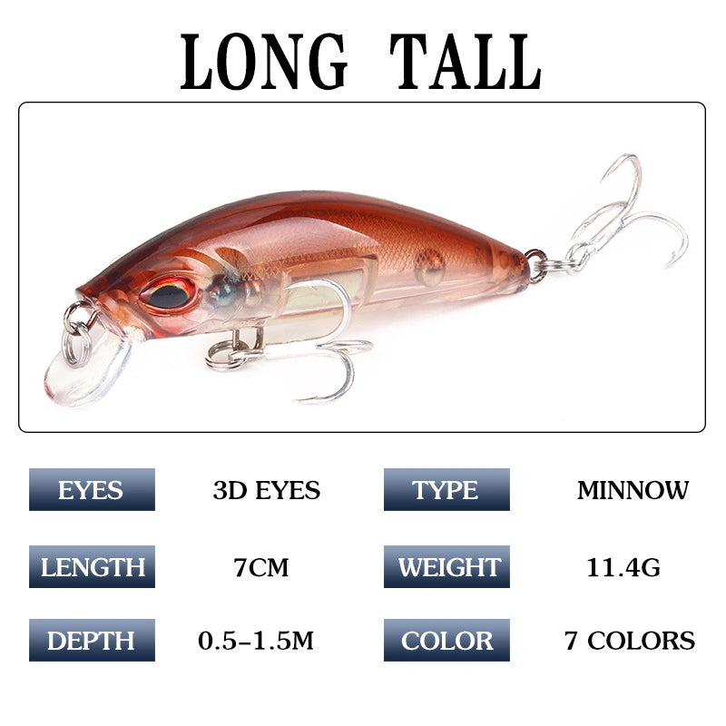 1Pcs Lifelike Luminous Minnow Winter Fishing Lures 70mm/11g Hard Artificial Bait Fish Tackle Crankbaits Fishing Accessories