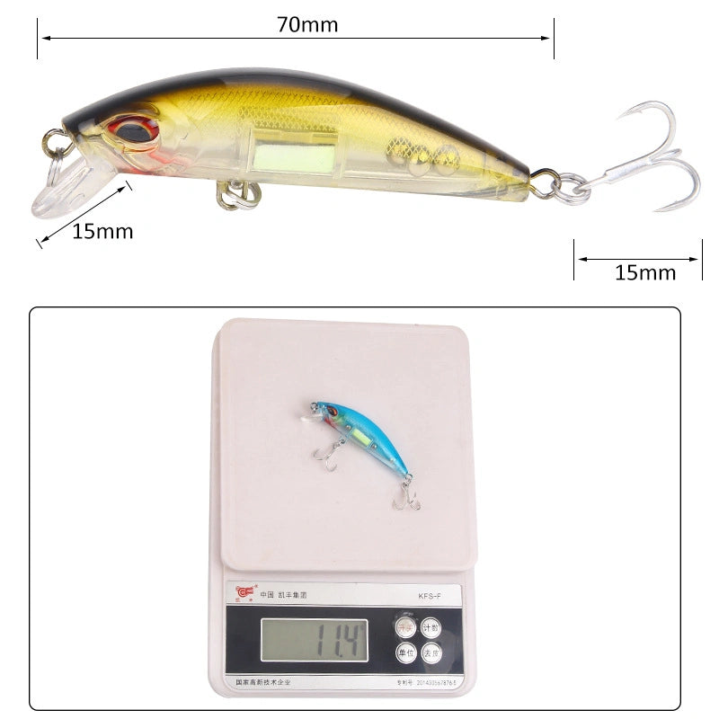 1Pcs Lifelike Luminous Minnow Winter Fishing Lures 70mm/11g Hard Artificial Bait Fish Tackle Crankbaits Fishing Accessories