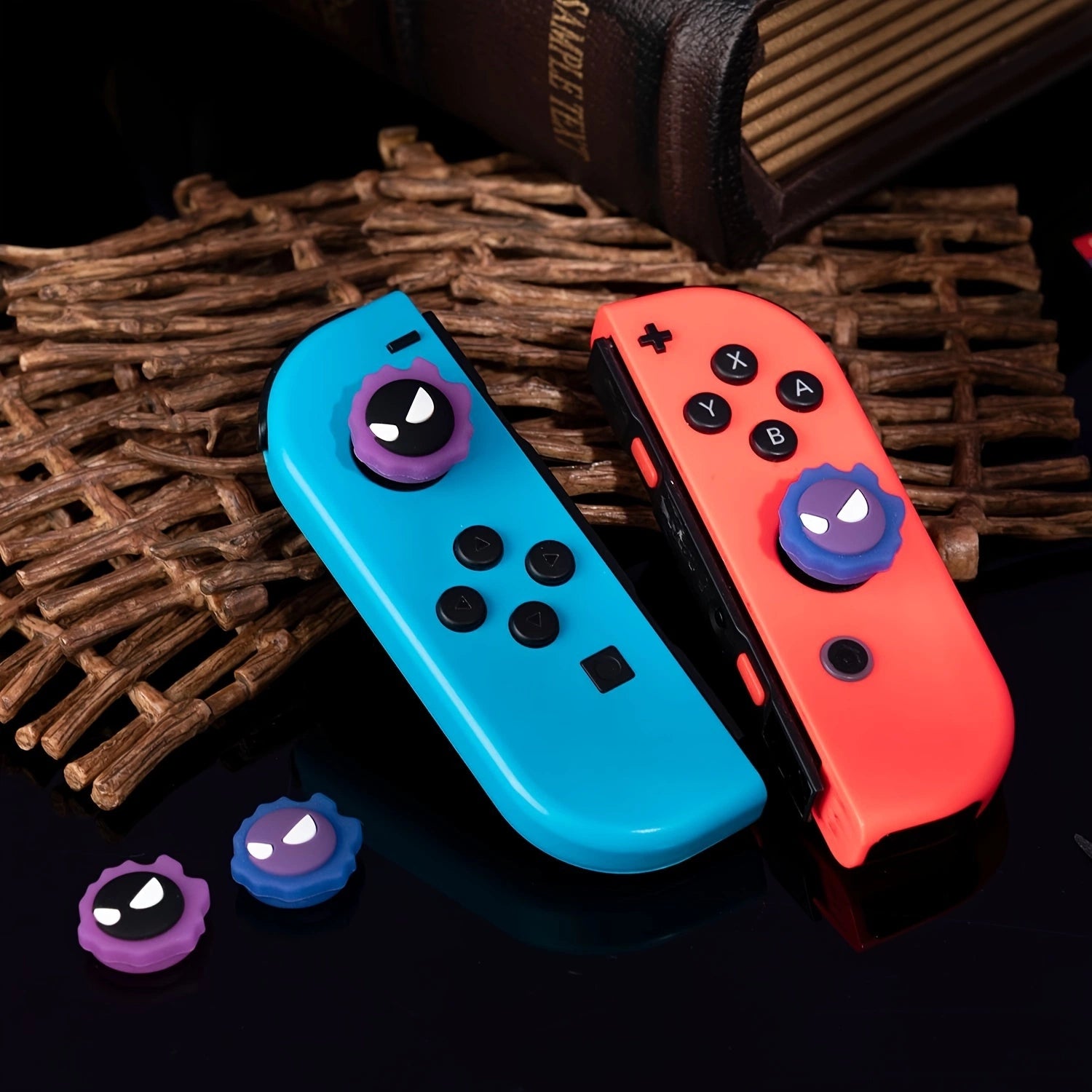 4pcs 3D Cute Silicone Noctilucent Joycon Thumb Grip Caps; Joystick Cover For Nintendo Switch / OLED / Switch Lite (Night Devil Theme )