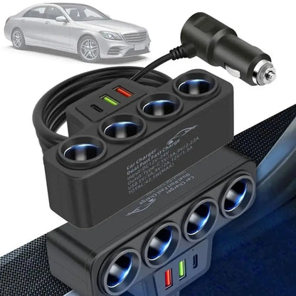 PD QC3.0 Dual USB Socket 120W Car Cigarette Lighter Splitter 12V 24V Fast Charger Plug Phone Power Adapter for Car DVR Dashcam