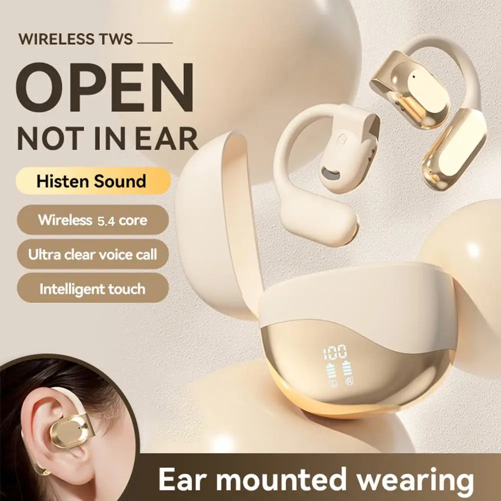 Translator Earbuds Bluetooth 5.4 Noise Cancelling Two-Way Voice Translator Ear Hook Real Time AI Translation Earphone