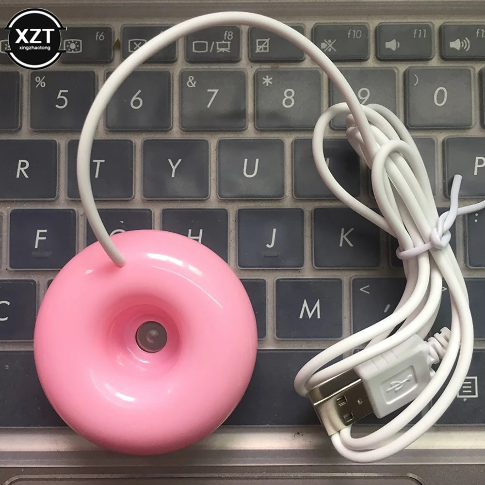 Mini Donut USB Humidifier – Cute Mist Diffuser & Floating Water Aroma Air Freshener for Car, Travel, and Home