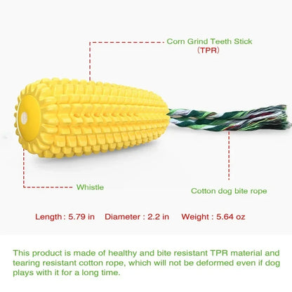 Teething Stick Gnawing Dog Toy Vocal Corn Toothbrush Toys for Large Dogs Chewing Indestructible Interactive Aggressive Chewers