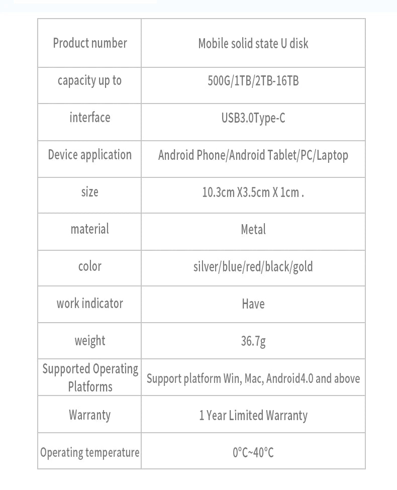 High-speed 30TB 1TB 500GB SSD Portable External Solid State Hard Drive 16TB 8TB USB3.0 Interface 100% Original Mobile Hard Drive