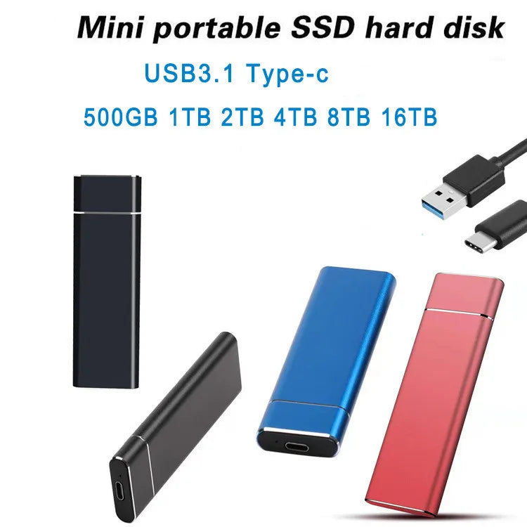 High-speed 30TB 1TB 500GB SSD Portable External Solid State Hard Drive 16TB 8TB USB3.0 Interface 100% Original Mobile Hard Drive