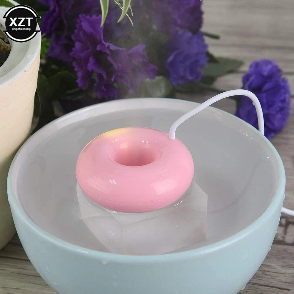 Mini Donut USB Humidifier – Cute Mist Diffuser & Floating Water Aroma Air Freshener for Car, Travel, and Home