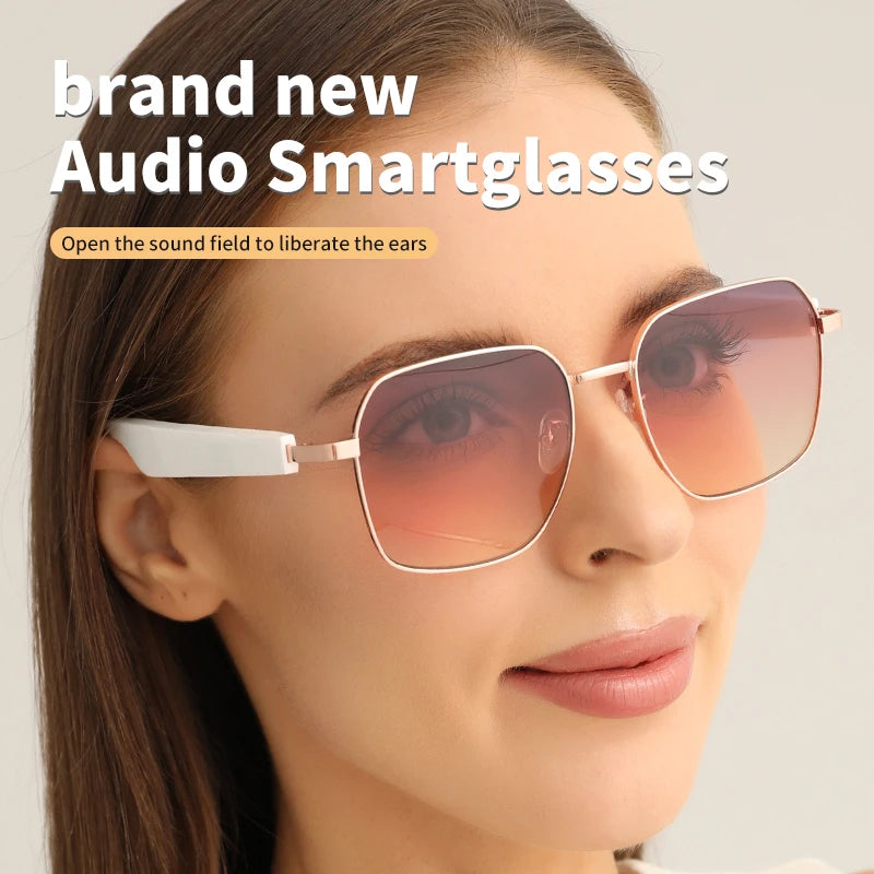 Smart Bluetooth Glasses Wireless Bluetooth Headset Sunglasses with Open Ear Music & Hands-Free Calling Magnetic Fast Charging