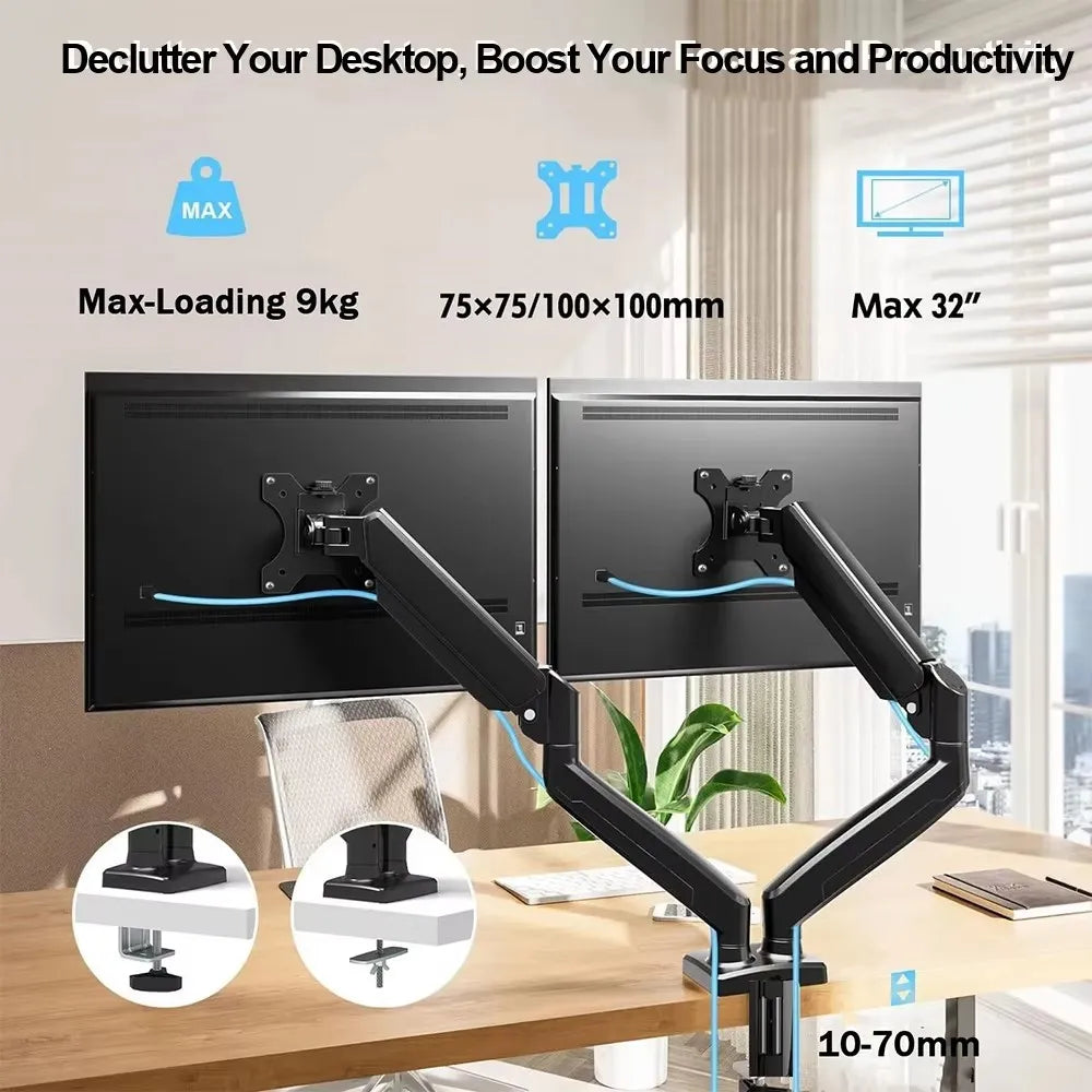 BEISHI 14-34in Dual Monitor Bracket ergonomic adjustable dual screen bracket protect cervical computer heighten shelf load2-10kg