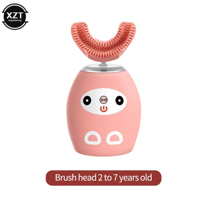 U-Shaped Kids' Electric Toothbrush, Ultrasonic Whitening, Silicone Waterproof Design, USB Rechargeable Music Toothbrush