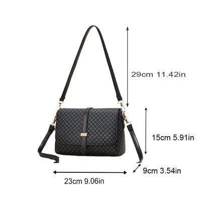 Grid Pattern Shoulder Crossbody Bag for Middle-Aged and Elderly Women, Fashionable and Versatile Mom Handbag