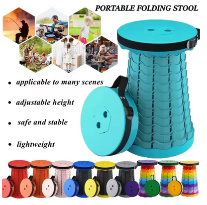 Hot Portable Folding Telescopic Stool Lightweight Plastic Subway Queuing Chair and Outdoor Camping Fishing with Carry Bag