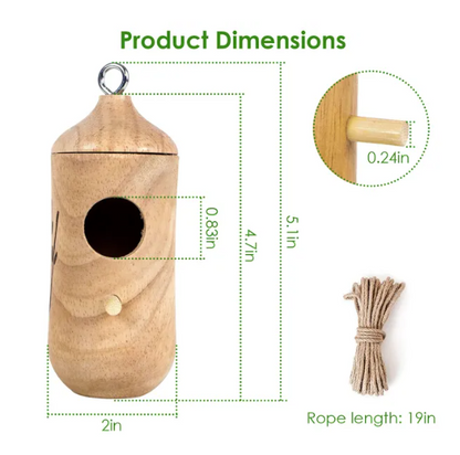 2 Packs Humming Bird Houses for Outside Wooden Hanging Bird Nest Feeder Hand Patio Garden Craft Ornament Decoration