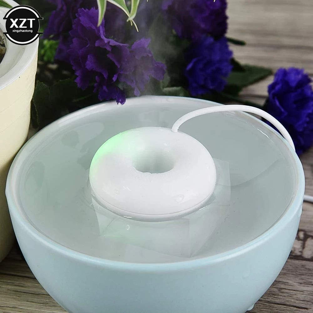 Mini Donut USB Humidifier – Cute Mist Diffuser & Floating Water Aroma Air Freshener for Car, Travel, and Home