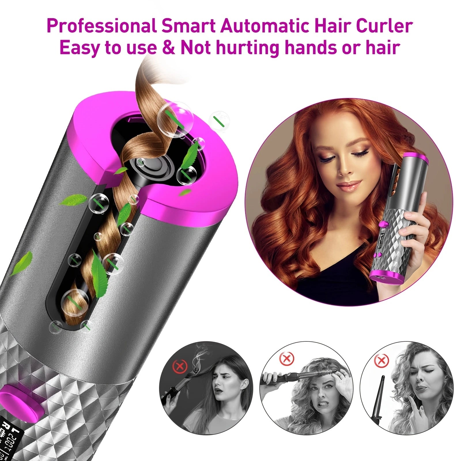 Automatic Curling Iron; Cordless Curling Iron With 6 Temperatures And Timer; Cordless Portable Curling Iron