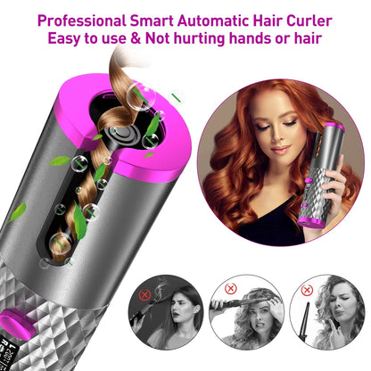 Automatic Curling Iron; Cordless Curling Iron With 6 Temperatures And Timer; Cordless Portable Curling Iron