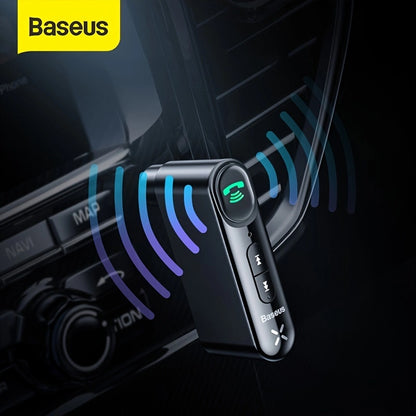 Baseus Car Aux Wireless 5.0 Adapter; Wireless 3.5mm Audio Receiver For Auto Wireless Handsfree Car Kit Speaker Headphone
