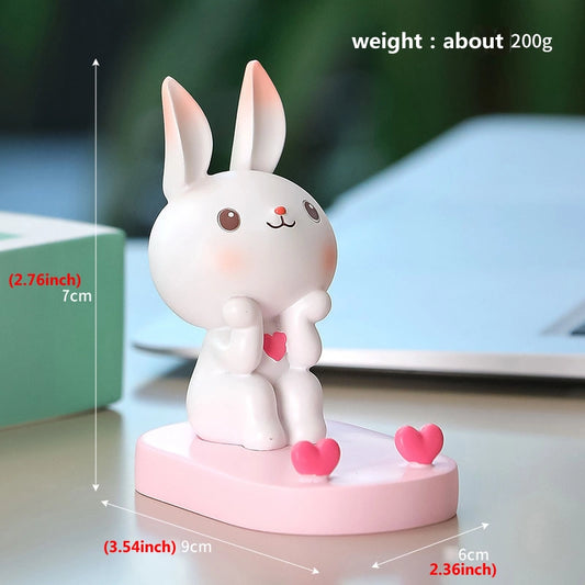 Cute Little Rabbit Phone Holder Kickstand; Small Ornament For Desk Office Decorations Smartphone