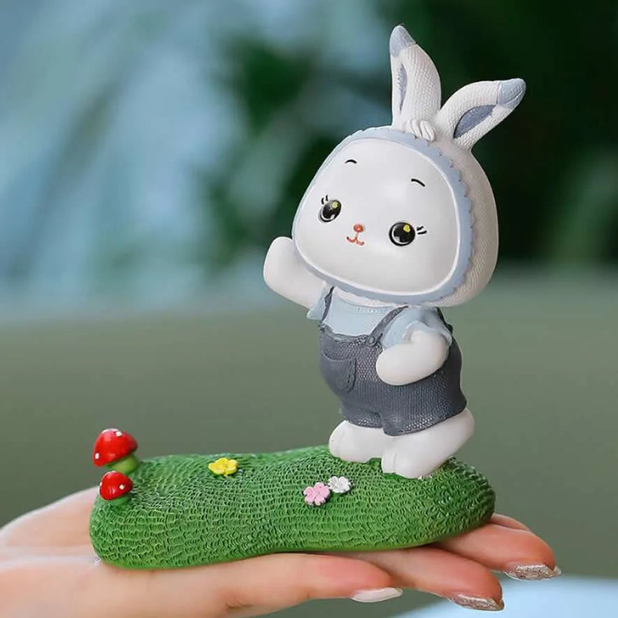 Cute Little Rabbit Phone Holder Kickstand; Small Ornament For Desk Office Decorations Smartphone