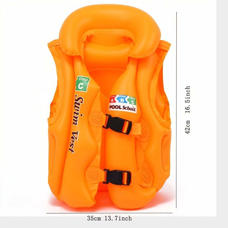 Swim Vest For Kids ; 4-12 Years Old Inflatable Swimming Floaties With Adjustable Safety Buckle & Dual Airbags For Boys Girls; Water Vest For Pool; Beach; Lake & Ocean