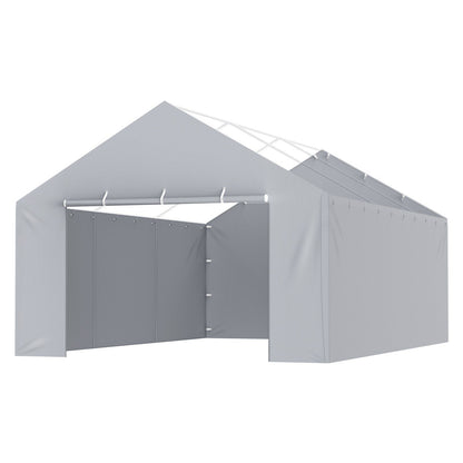 VEVOR Carport Replacement Canopy Cover Side Wall 13 x 20 ft, Garage Tent Shelter Tarp Heavy-Duty Waterproof & UV Protected, Easy Installation with Ball Bungees,Grey (Top and Frame Not Included)