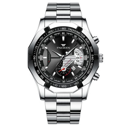 Men's Luxury Quartz Watch – Stainless Steel Band, Fashion Waterproof Design with Calendar, Reloj Hombre S001