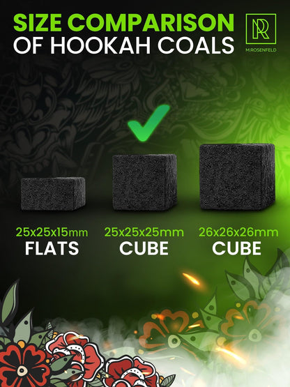 Hookah Charcoal Coals for Hookah Coconut 20 Count 10 oz Premium Quality 25mm (1x1x1 in) 100% Natural Coconut Charcoal Hookah Cubes NOT Quick Light Shisha Charcoal