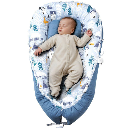 VEVOR Baby Lounger 100% Cotton Newborn Nest Sleeper with Headrest and 2 Covers