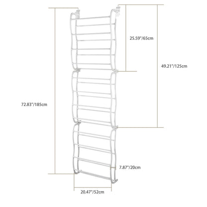 36 Pairs Over-The-Door Shoe Rack 12 Layers Wall Hanging Closet Shoe Organizer Storage Stand Requires Screwing Holes In The Door