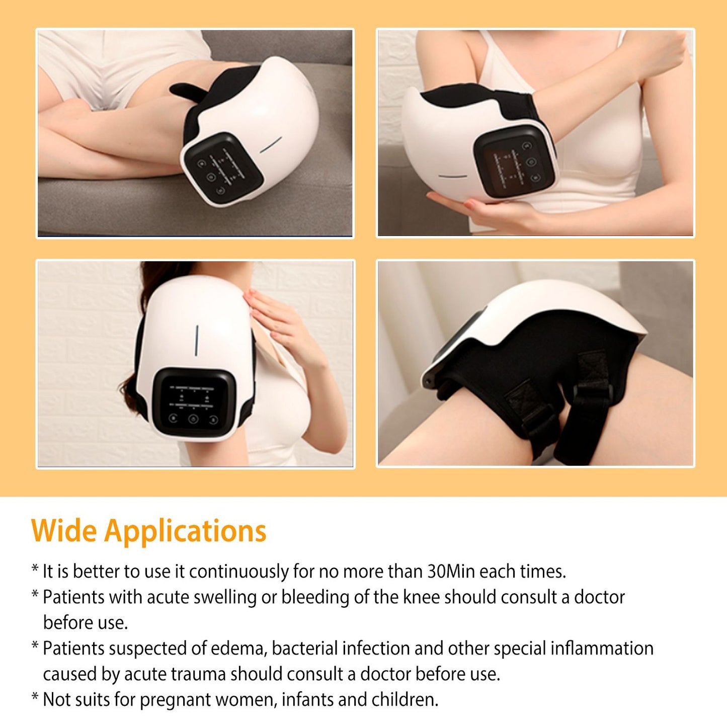 Electric Rechargeable Knee Massager Infrared Heat Pain Relief Therapy Knee Brace Wrap with Air Pressure Kneading Timer Temperature Adjustment