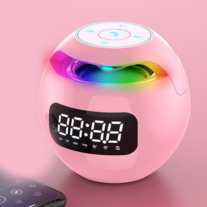 Wireless Portable Speaker With Clock Alarm & Human Body Induction, Color Atmosphere Light, Waterproof Small Speaker With Light Card