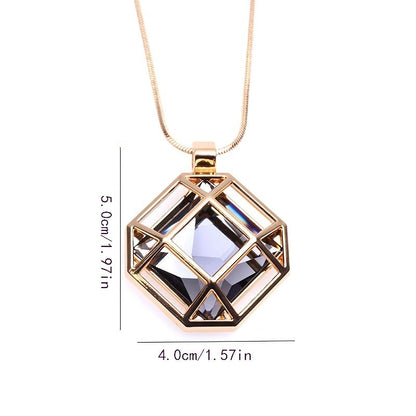 Spring New Simple Fashion Square Hollow Sweater Chain Necklace Clothes Accessories Pendant