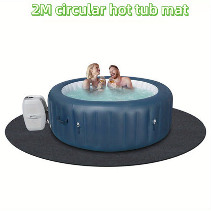 1pc Extra Large 2m Diameter Inflatable Hot Tub Mat, Fabric Spa Pool Ground Base with Slip-Proof Backing, Absorbent & Reusable Flooring Protector for Outdoor & Indoor Use