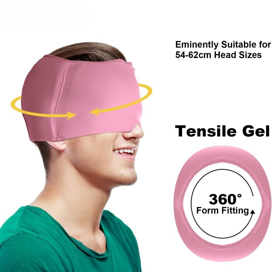 360° Massage Migraine Relief Hat Stress Relief Eye Mask Gel Hot Cold Therapy Headache Pain Relief Cap  Ice Head Wrap for Headache and Puffy Eyes