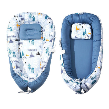 VEVOR Baby Lounger 100% Cotton Newborn Nest Sleeper with Headrest and 2 Covers