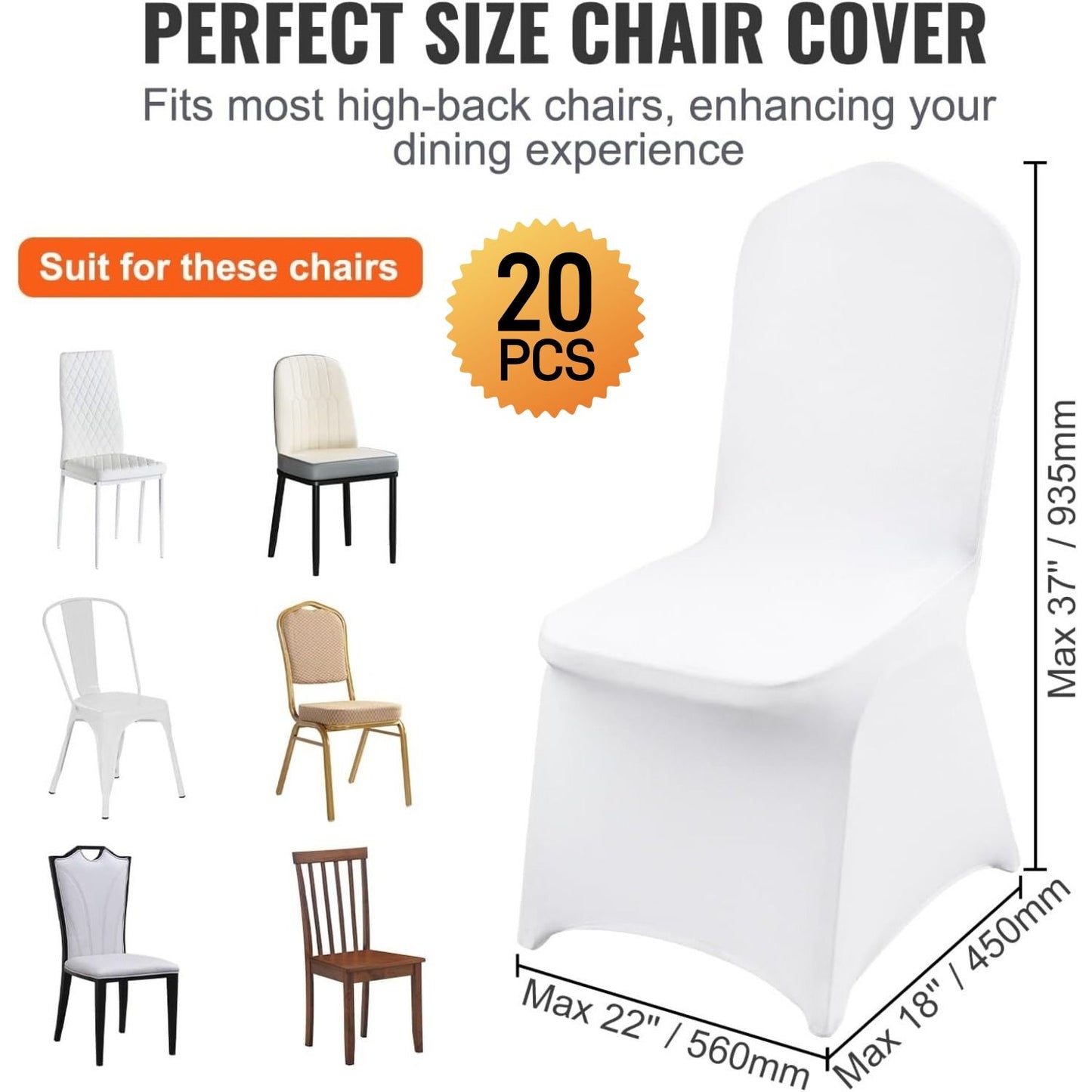 20/30pcs Stretch Spandex Folding Chair Covers, Universal Fitted Chair Cover, Removable Washable Protective Slipcovers, for Wedding, Holiday, Banquet, Party, Celebration, Dining (20PCS White)