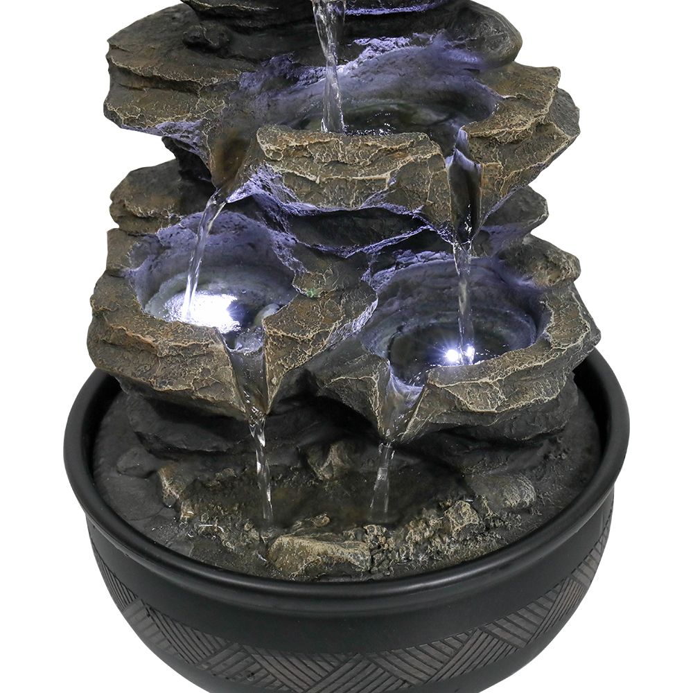 15.7inches High Rock Cascading Tabletop Fountain with LED Light for Home Office Bedroom Relaxation