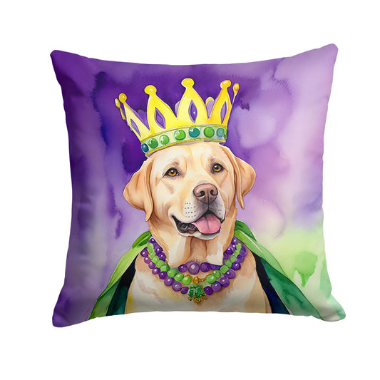 Labrador Retriever King of Mardi Gras Throw Pillow Machine Washable, Indoor Outdoor Decorative Pillow for Couch, Bed or Patio, 18Hx18W