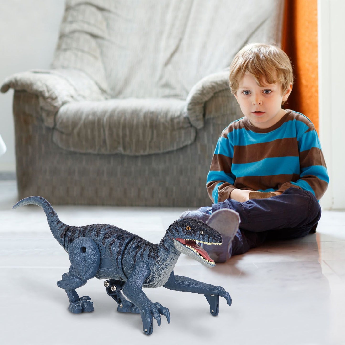 Remote Control Dinosaur Toys Jurassic Realistic RC Dinosaur Rechargeable T-Rex Walking Robot with 3D Eye Roaring Sounds Red Light Remote Control for 3-12 Year Old Kids