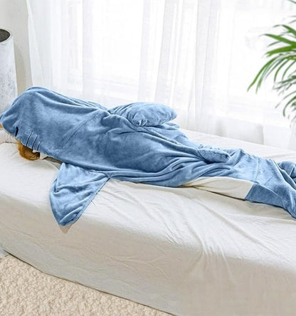 Ambitelligence Shark Blanket Hoodie Onesie for Adults and Kids, Cozy Flannel Shark Costume Shark Sleeping Bag