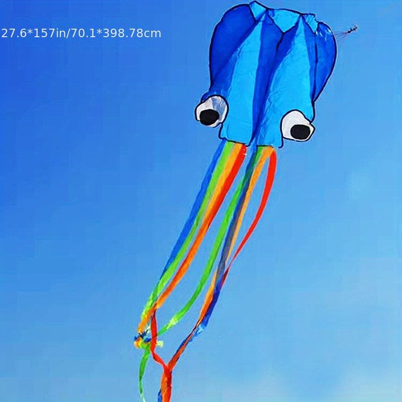 1pc Large Soft Octopus Easy Flyer Kite With 328ft Rope, 31*157 Inches Kite For For Kids Children Adult Beach Park