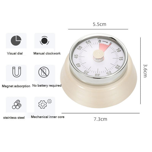 Kitchen Timer Stainless Steel Mechanical Reminder Countdown with Magnet Cooking Teaching Multifunctional Baking Reminder