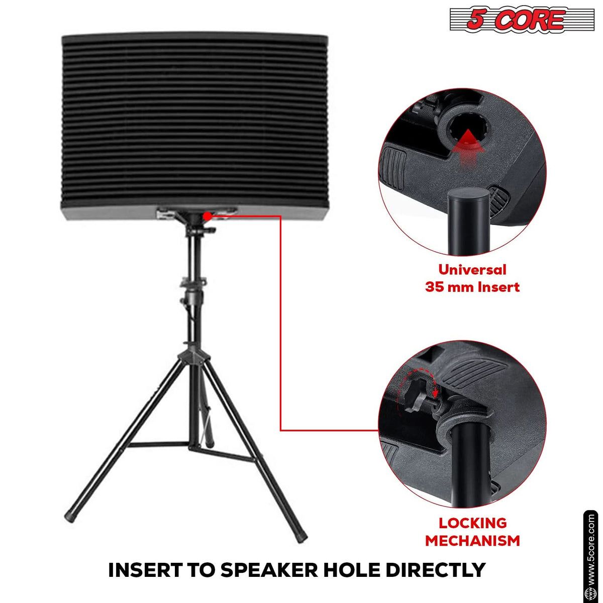 5 Core Speaker Stand Tripod Pair Floor Adjustable Up to 48 Inch DJ Studio Monitor Stands Short Pole Mount - SS HD 2PK 4FT WB