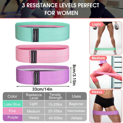 3pcs Resistance Bands For Legs And Butt; Home Yoga Exercise Workout Sports Fitness Accessories