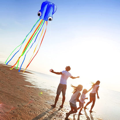 1pc Large Soft Octopus Easy Flyer Kite With 328ft Rope, 31*157 Inches Kite For For Kids Children Adult Beach Park