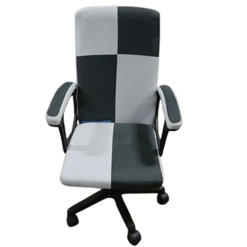 Home Office Chair White and Grey Simple Design, High Back, Adjustable Height