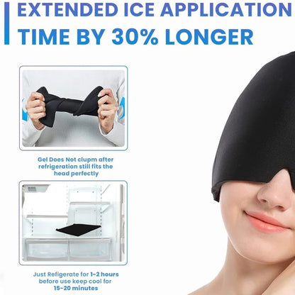 360° Massage Migraine Relief Hat Stress Relief Eye Mask Gel Hot Cold Therapy Headache Pain Relief Cap  Ice Head Wrap for Headache and Puffy Eyes