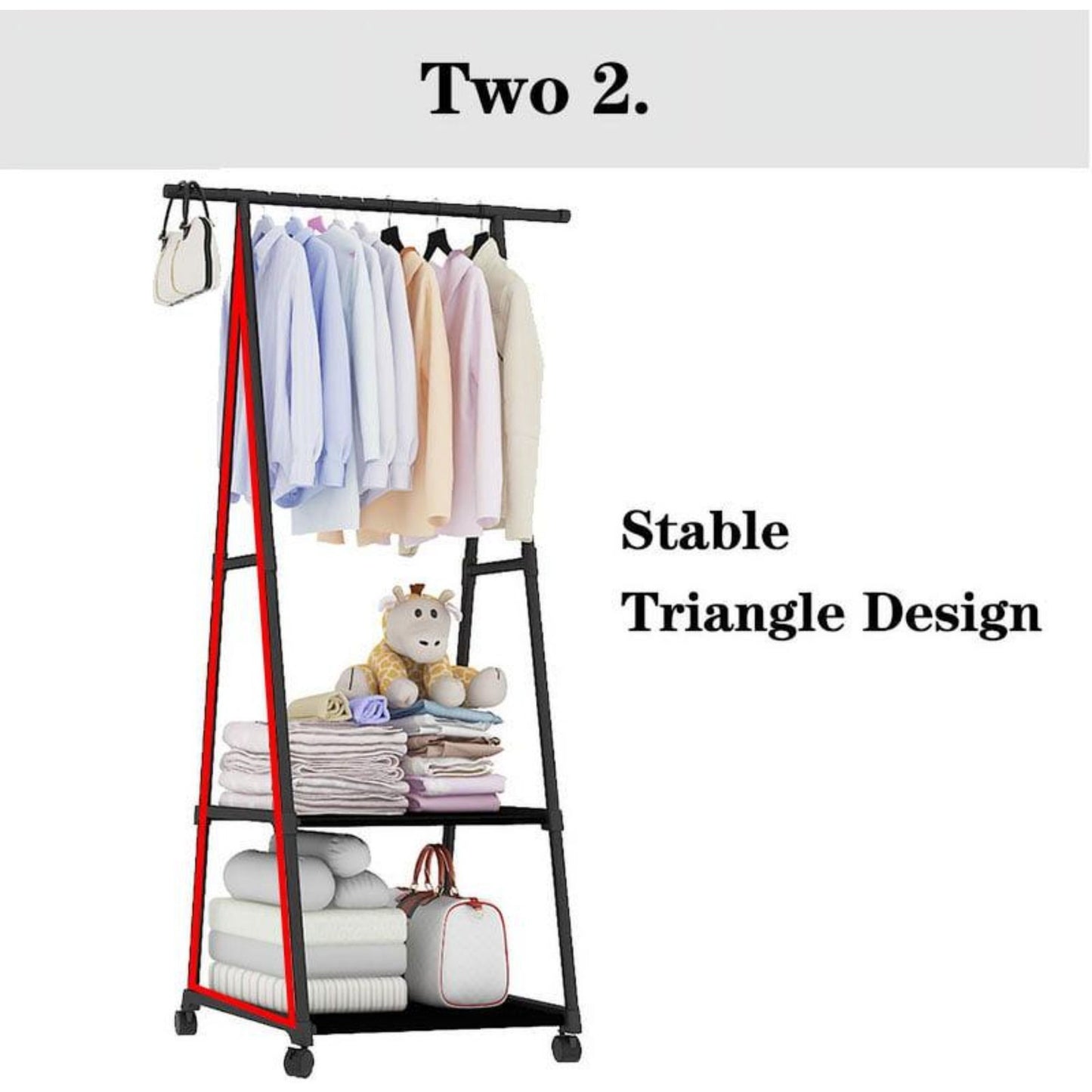 Triangle Garment Rack, Clothes Organizer on Wheels, Portable Garment Laundry Coat Rack, Closet Rack for Hanging Clothes, Clothes Hanging Rack for Home Office Dorm Black