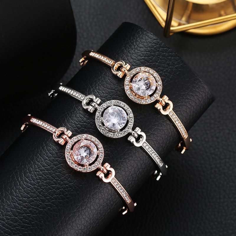 Rhinestone Decor Watch Bracelet Simple Elegant Shinning Bracelet