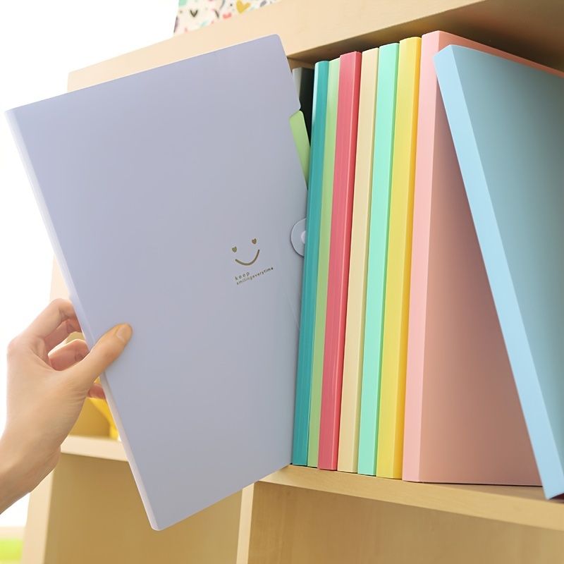 Smile 2pcs File Folder Plastic A4 Document Bags Material Folder Test Roll Holder Storage Bags Accordion Bag